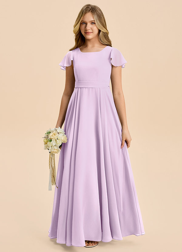 Azazie Cady Junior Frosted Lilac A-Line Pleated Chiffon Dress image1