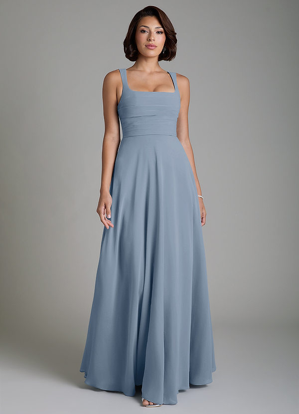 Azazie Azaria Abiti da Damigella Abito A-Line in Chiffon Corsetto Blu Polveroso image1
