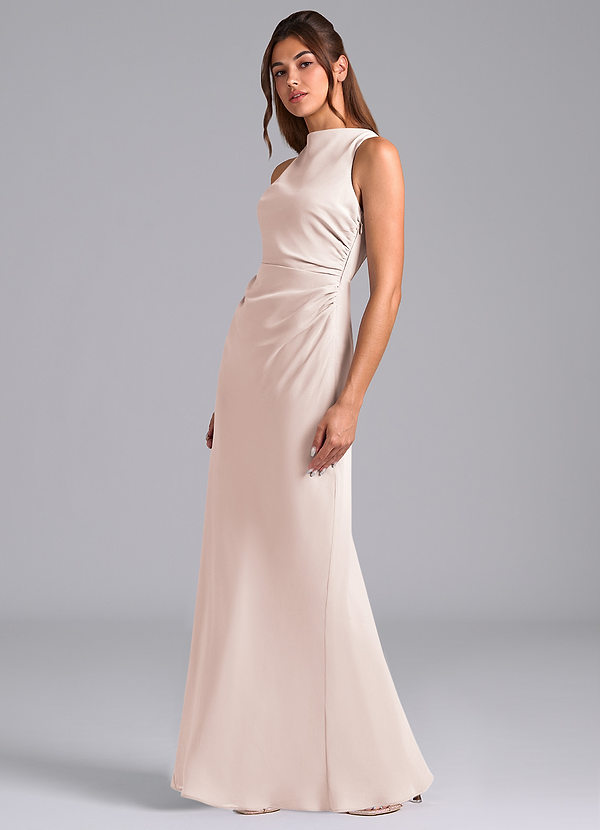 Azazie Evadne Bridesmaid Dresses Rose Petal A-Line Pleated Chiffon Dress image1