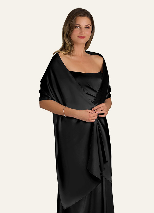 front Azazie Matching Color Metallic Satin Shawl