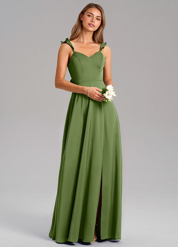 Azazie Everett Abiti da Damigella Abito A-Line in Raso Elasticizzato Ginepro image1