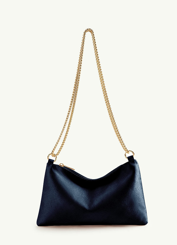 front Sac à bandoulière réglable en satin métallisé de couleur assortie