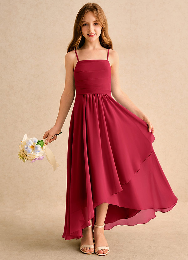 Azazie Twilight Dance Girls Formal Blumenkinder Kleider A-Linie Plissee Chiffon Kleid Scharlachrot image1