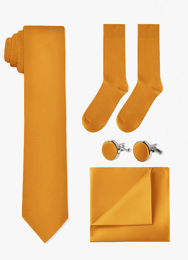 front Matching Skinny Tie & Pocket Square & Cuff Links & Socks Set