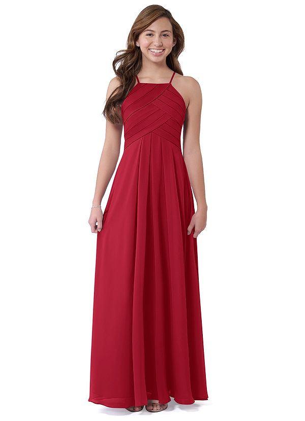 Vestidos De Dama De Honor Junior Con Escote Griego Y Largo Hasta El Suelo Borgoña main image 1