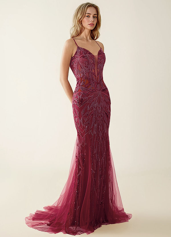 Lennonsen Bourgogne Robe de bal en tulle brodée de perles et de sequins image1