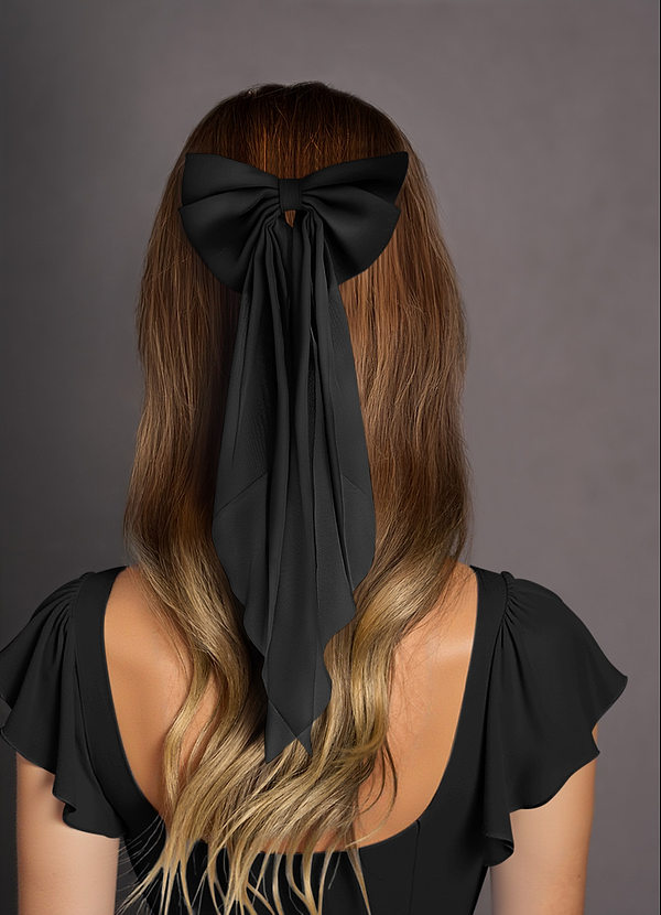front Matching Color Chiffon Burnout Bow Hair Clip