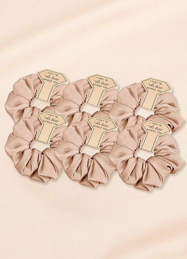 front Matching Color Six-Piece Bridesmaid Stretch Satin Over Size Scrunchie Set