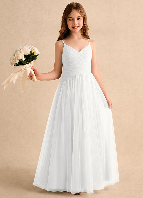 Azazie Poppy Girls Formal Blommflicksklänningar Klänning A-linje i Tyll Plisserad image1