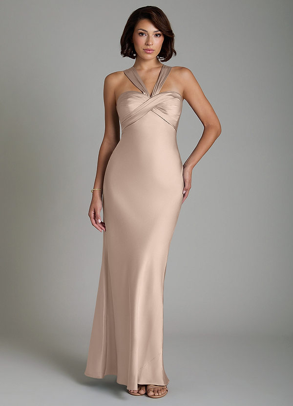 Azazie Zaria Bridesmaid Dresses English Rose Mermaid Sweetheart Neckline Stretch Satin Dress image1