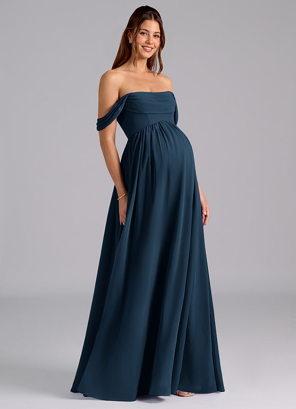 Saige Maternity Bridesmaid Dresses A-Line Pleated Chiffon Floor-Length Dress image1