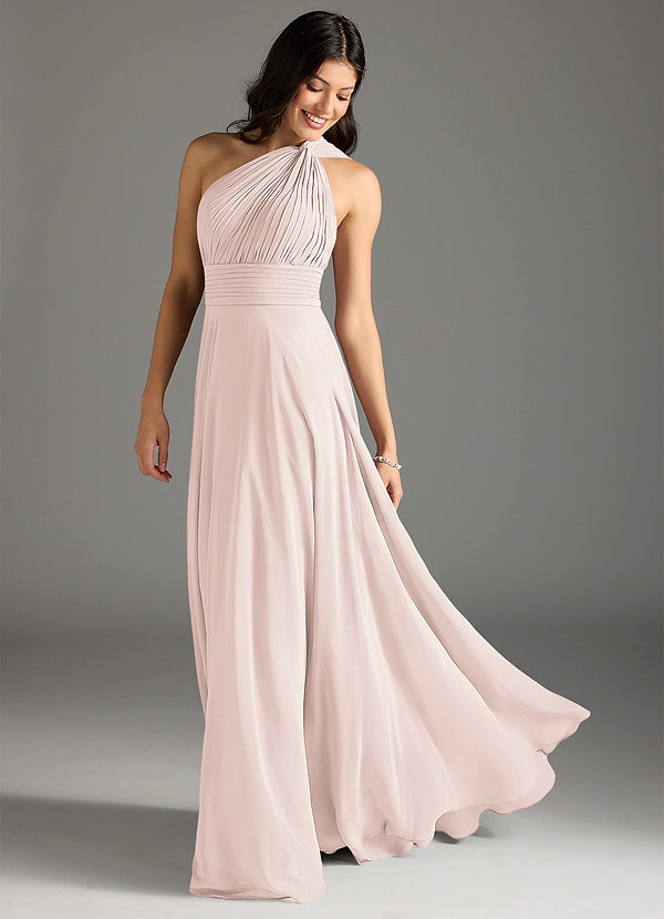 Azazie Charlize Bridesmaid Dresses Rose Petal A-Line One Shoulder Chiffon Dress image1