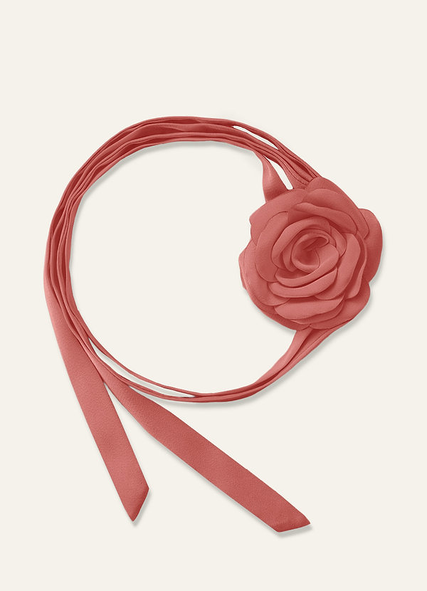 front Halsband i chiffong med rosblommor i matchande färg