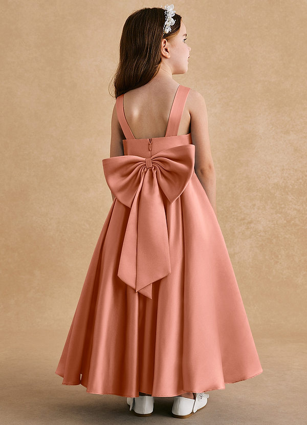 Azazie Honey Bear Blumenkinder Kleider A-Linie Plissee Matte Satin Kleid Mai Tai image1