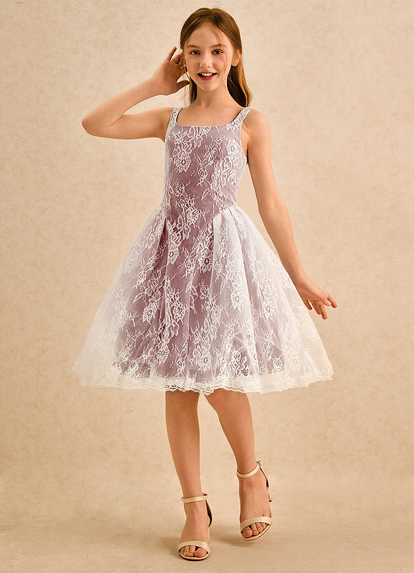 Azazie Cubbie Girls Formal Flower Girl Dresses Amethyst A-Line Lace Dress image1