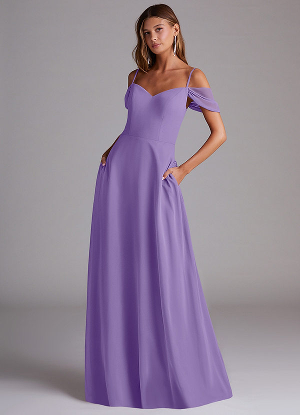Azazie Marley Bridesmaid Dresses Tahiti A-Line Off the Shoulder Chiffon Convertible Dress image1