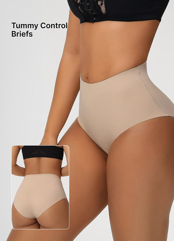 front Braguitas sin costuras de talle alto con control de abdomen