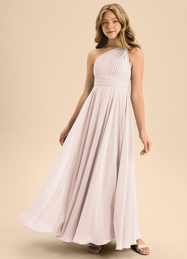 Azazie Charlize Junior Rose Petal A-Line Pleated Chiffon Dress image1