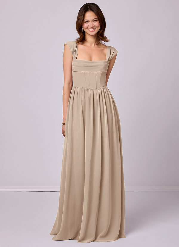 Barbie ♥ Azazie Bridesmaid Dresses Taupe A-Line Corset Chiffon Dress image1