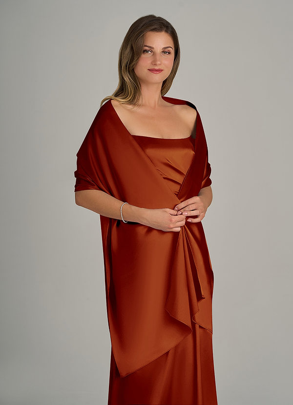 front Azazie Matching Color Ireland Metallic Satin Shawl