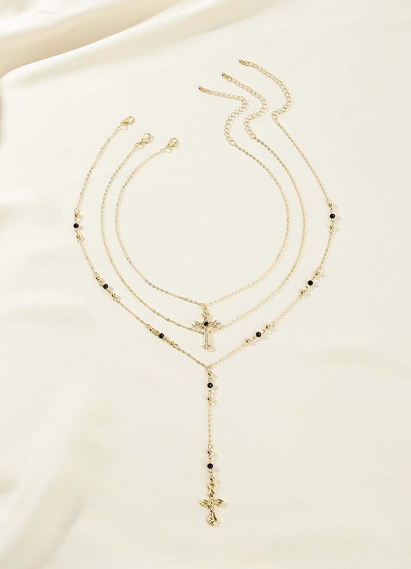 Cross Multi-Layer Necklace front