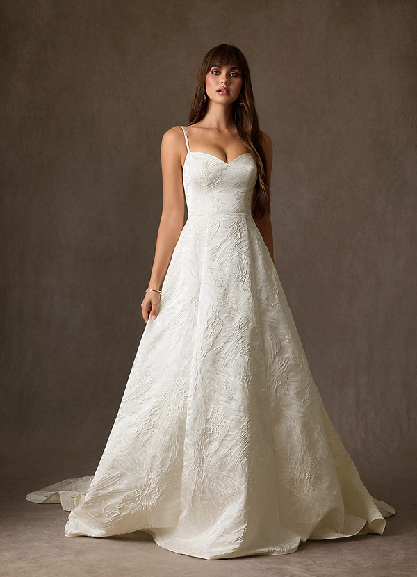 Azazie Selma Wedding Dresses Antique White A-Line Sweetheart Neckline Jacquard Dress image1