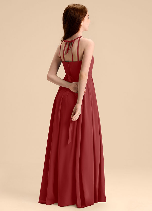 Azazie Arianthe Junior Vestido de Óxido de Gasa de Corte en A con Plisado image1