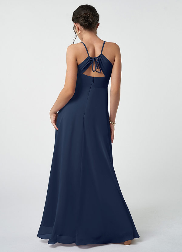 Azazie Avelina A-Line Pleated Chiffon Floor-Length Junior Bridesmaid Dress image2