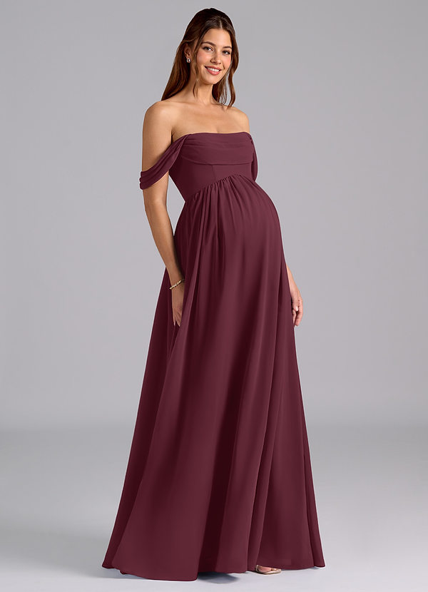 Azazie Saige Abiti da damigella premaman Abito A-Line Plissettato Chiffon Floor-Length image1