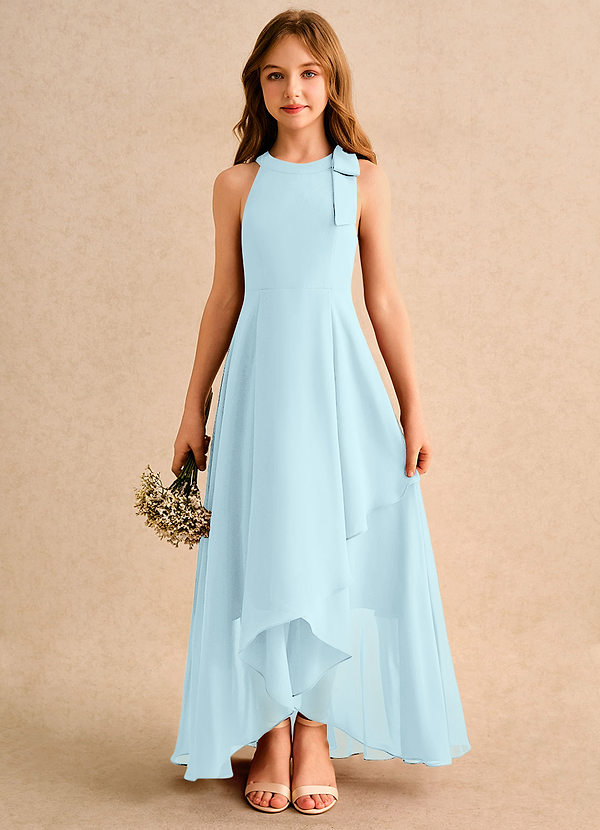 Azazie Boop Girls Formal Abiti da Damigella Bambina Abito A-Line in Chiffon Fiocco Nuvola Blu image1