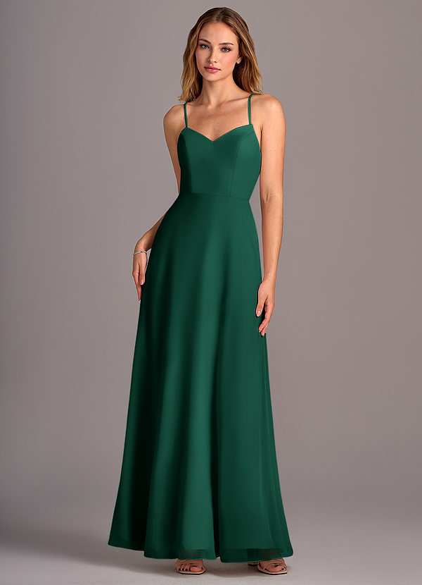Azazie Mei Bridesmaid Dresses Emerald A-Line Chiffon Dress image1