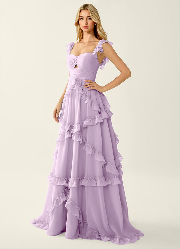Mirabelle Frosted Lilac Chiffon Corset Lace Up Back Ruffled Prom Dress image1