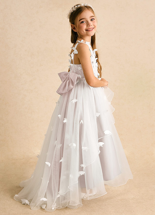 Azazie Darlina Robes de Fillette d'Honneur Robe Princesse en Tulle Dentelle Ivoire Pétale De Rose image1