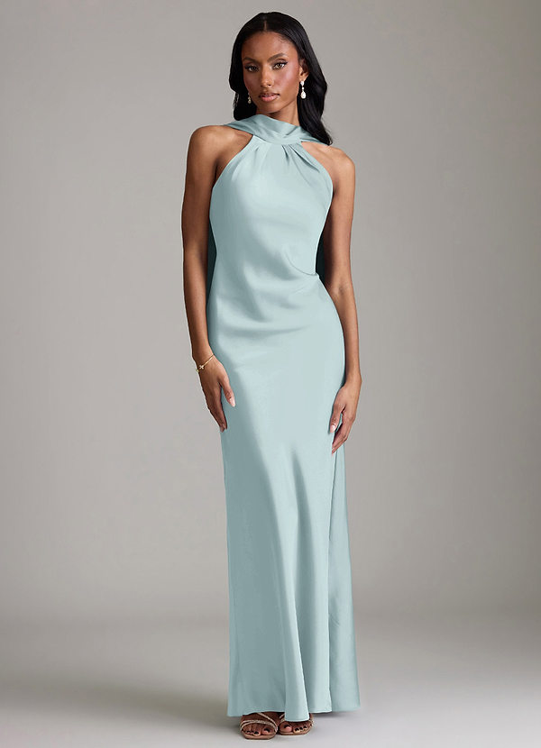 Azazie Cassiana Bruidsmeisjes Jurken Jurk van Stretch Satijn met Zeemeermin Geplooid De Nevel image1