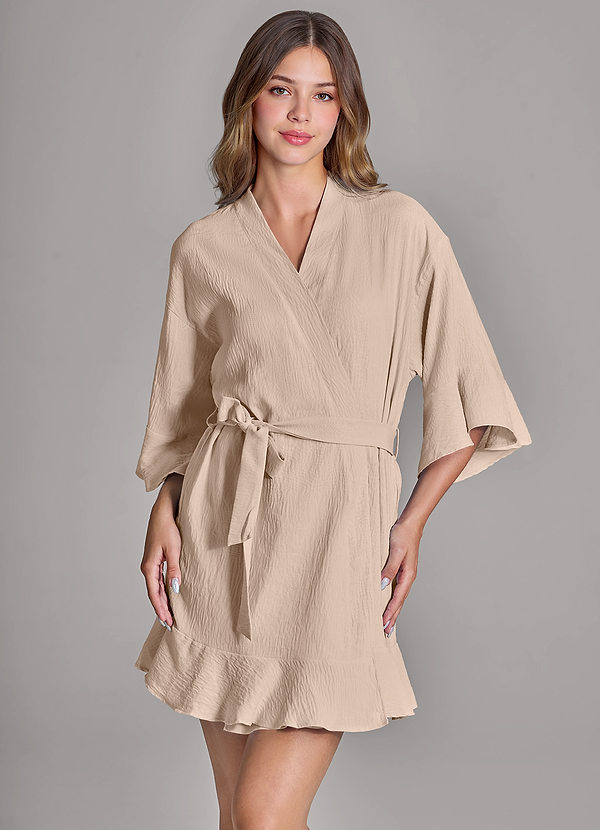 front Matching Color Ruffled Cloud-Soft Robe