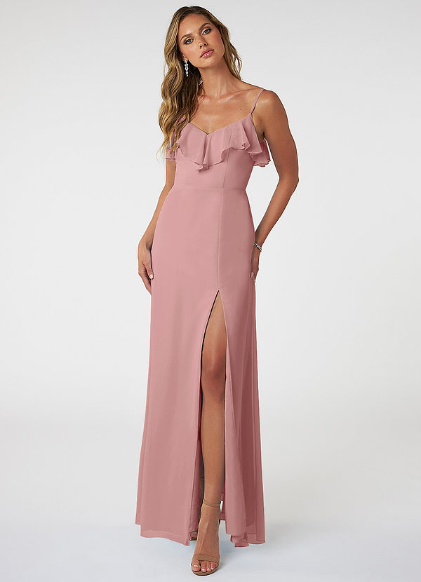 Azazie Natalia Bridesmaid Dresses Dusty Rose A-Line Chiffon Dress image1