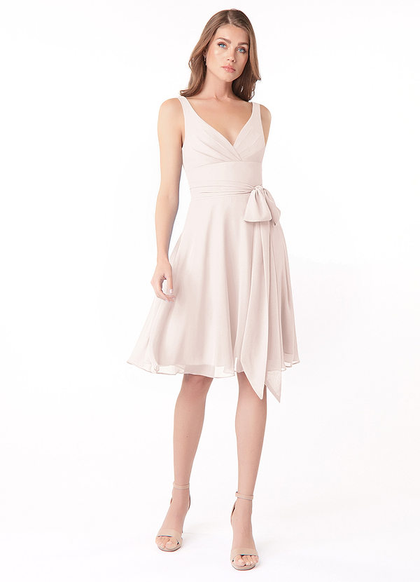 Azazie Diana Bridesmaid Dresses A-Line Pleated Chiffon Knee-Length Dress image1
