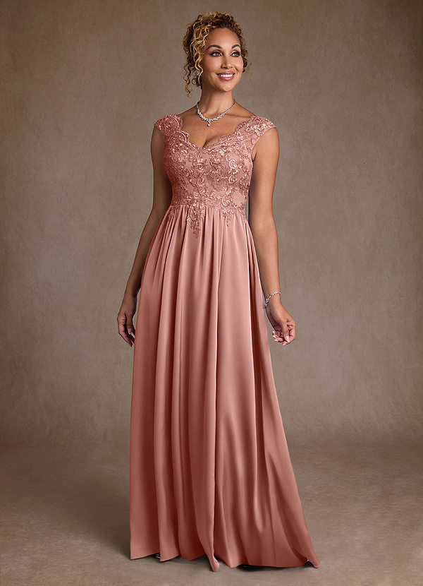 Azazie Amethyst Robe Mère de la Mariée & du Marié Robe Trapèze en Dentelle Rosette image1