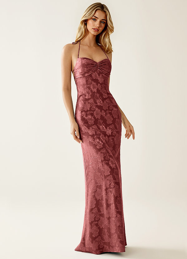 Angena Vintage Roos Jacquard feestjurk met open rug image1