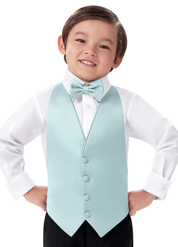 front Boy's Matte Satin Vest & Bow Tie Set