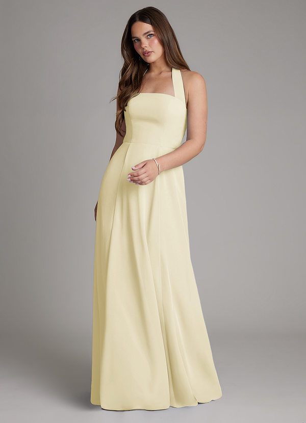 Azazie Irina Bridesmaid Dresses Lemon Sorbet A-Line Pleated Chiffon Dress image1
