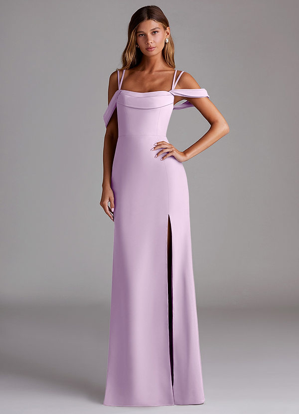 Azazie Callan Bridesmaid Dresses Frosted Lilac Mermaid Pleated Chiffon Convertible Dress image1