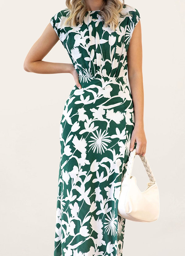 back Essence d'élégance Vert Robe mi-longue à imprimé floral multicolore