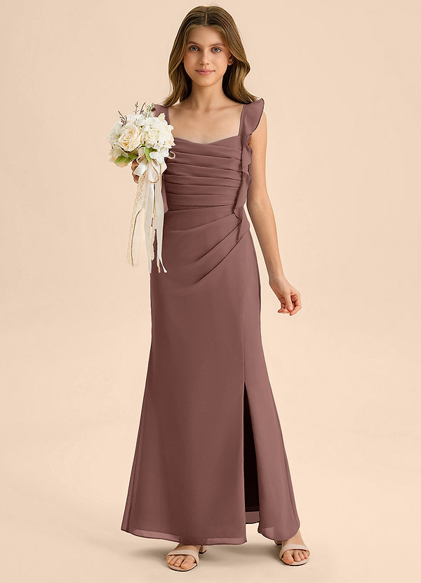Azazie Jessamine Junior Espresso Mermaid Sweetheart Neckline Chiffon Dress image1