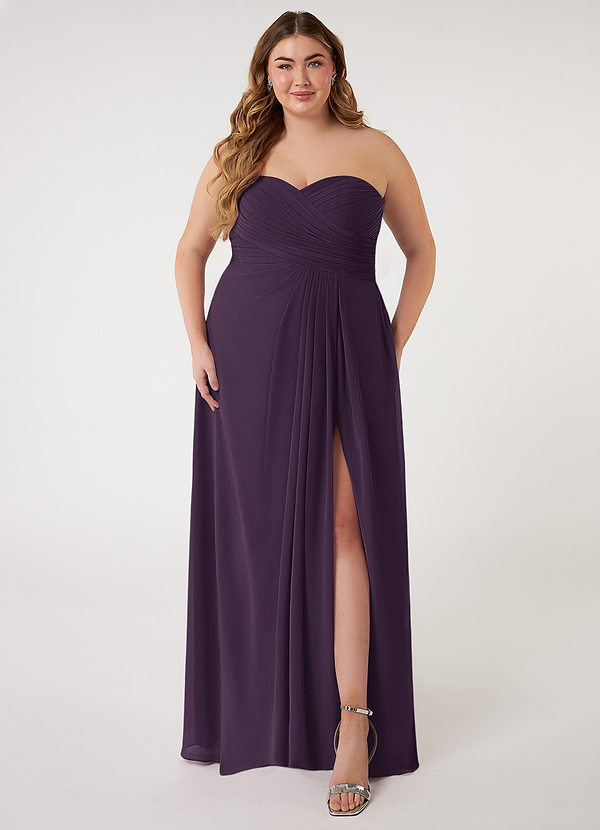 Azazie Arabella Allure Vestidos Dama de Honor Vestido de Ciruela de Gasa de Corte en A Convertible con Escote de Corazón image1