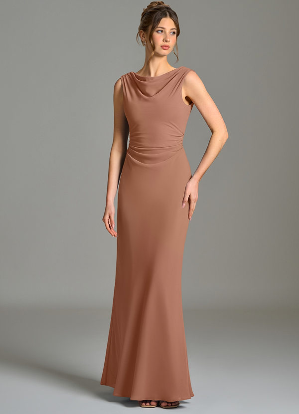 Azazie Kieryn Bridesmaid Dresses Bronzer Mermaid Pleated Chiffon Dress image1