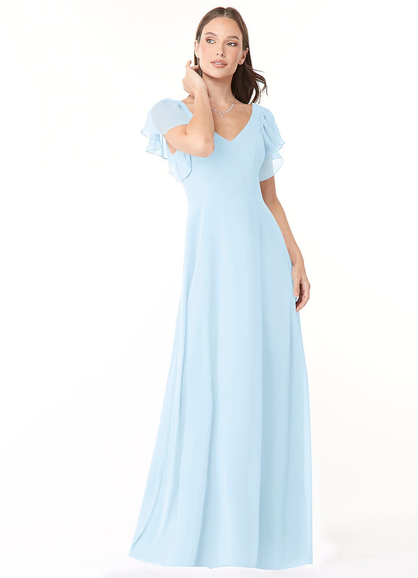 Azazie Syenna Bridesmaid Dresses Sky Blue A-Line Ruched Chiffon Dress image1