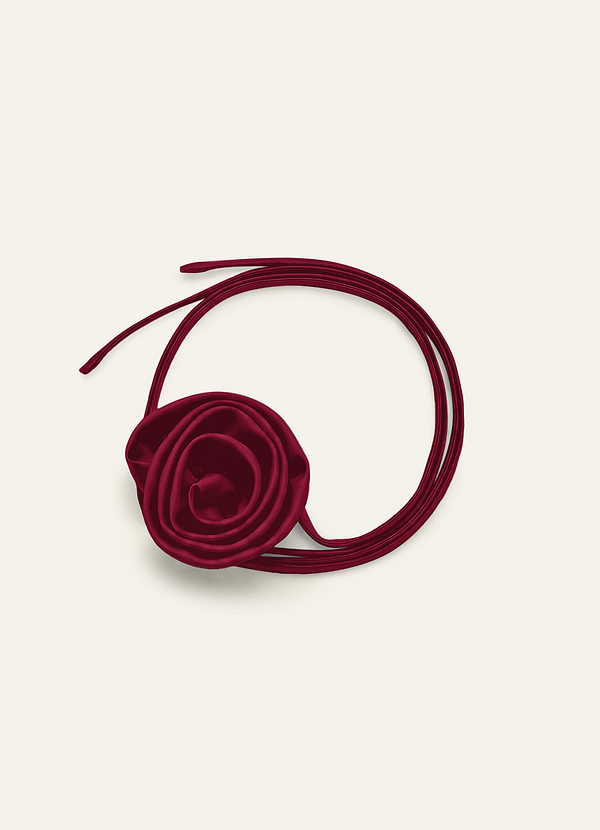 front Matching Color Stretch Satin Rose Hair Tie