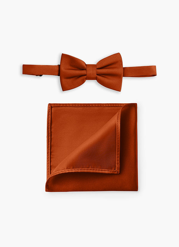 front Boy's Adjustable Stretch Satin Bow Tie & Pocket Square Set