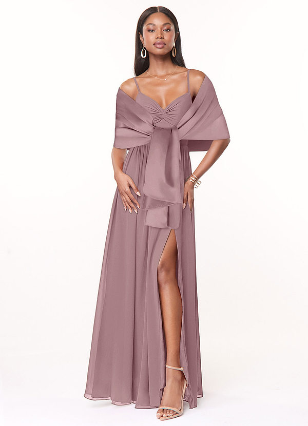 front Azazie Matching Color Aleena Matte Satin Shawl